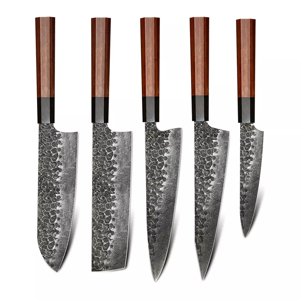 Shefu - Set of 5 Japanese Folded Damascus Steel Chef Knives